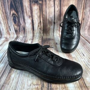 SAS Athletic Shoes Womens Size 9N TRAVELER Black Leather Lace Up Oxfords Flats